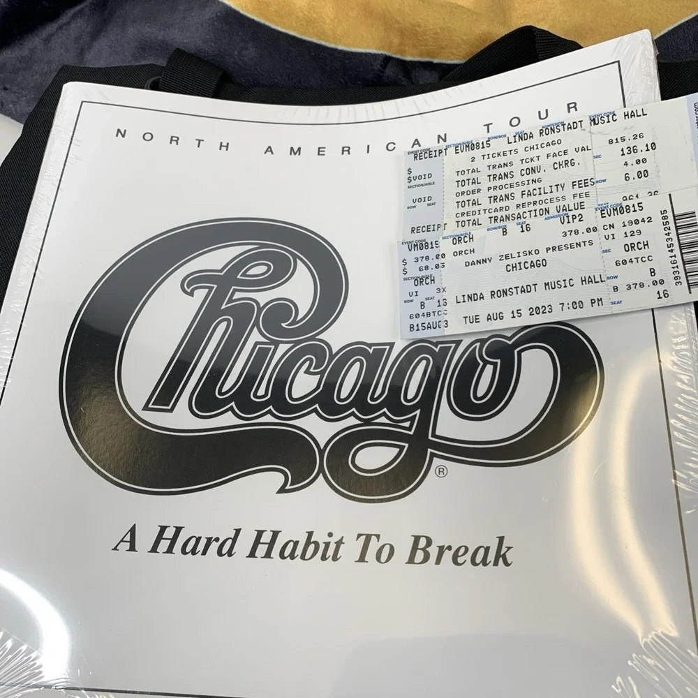 Chicago Hard Habit To Break US Tour Swag VIP Blanket Poster Lanyard Pick Luggage